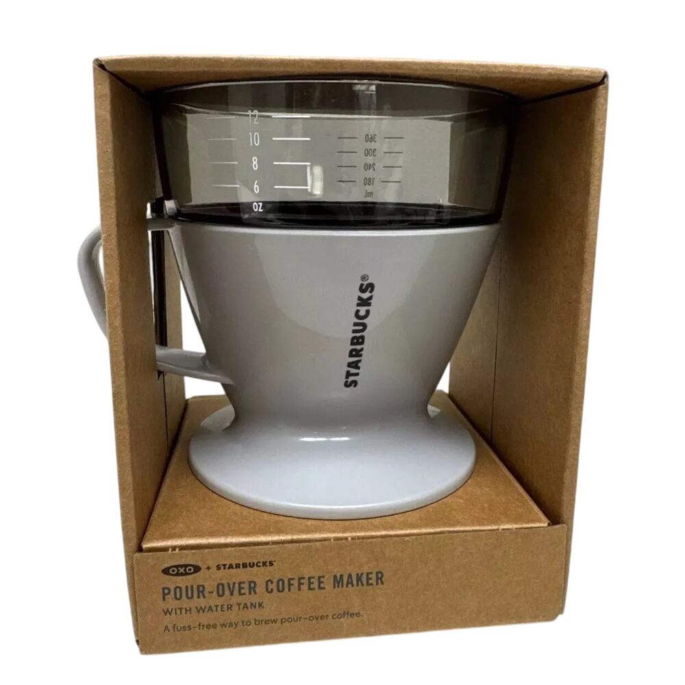 NEW Starbucks OXO Pour Over Coffee Maker Grey Travel Mug Cup 12 oz